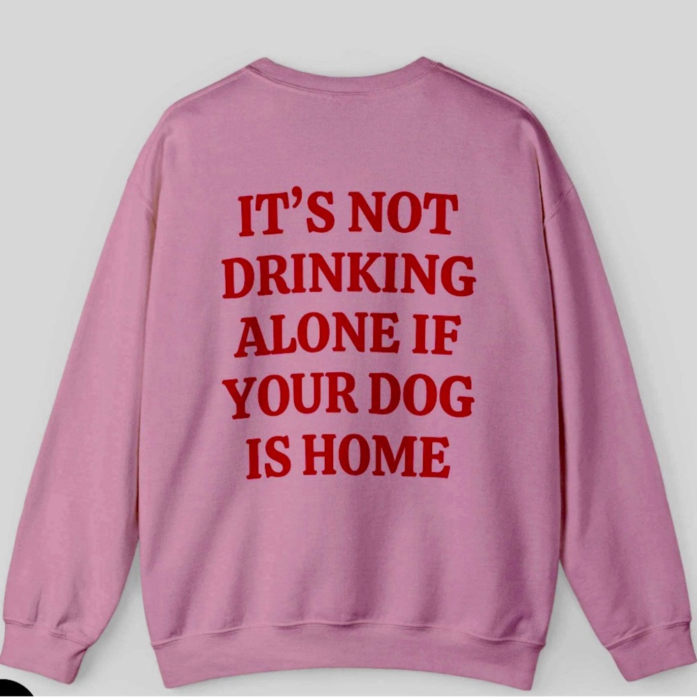 Pink Sweatshirt with Red Text